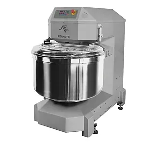 Amasadora de espiral Ferneto para panadería con cuba de acero inoxidable y tapa de seguridad