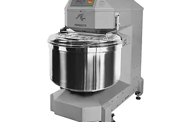 Amasadora de espiral Ferneto para panadería con cuba de acero inoxidable y tapa de seguridad